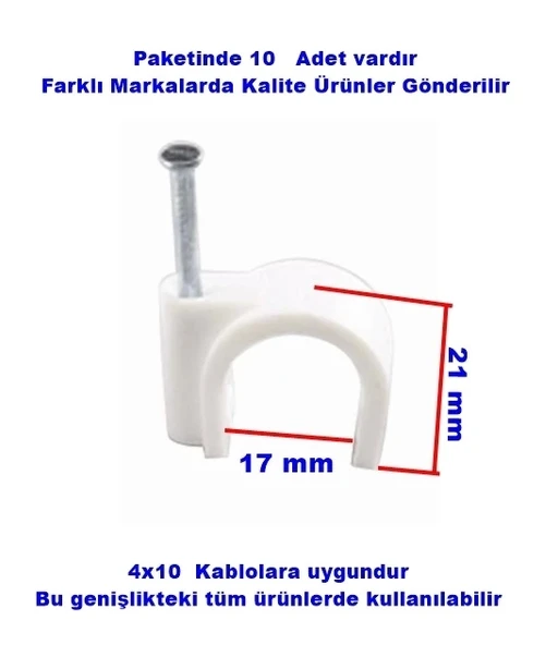 No:7 (10lu pk.) Beton Çivili Kablo Tutturma Kroşe (10 Lu Paket)