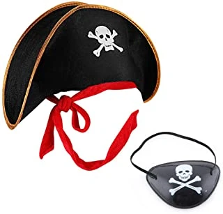 Kaptan Jack Çocuk Korsan Şapkası ve Göz Bandı Seti - 1