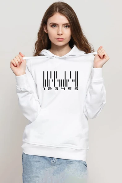Dark Matter The Android Barcode Beyaz Kadın 3ip Kapşonlu Sweatshirt ürün görseli 1