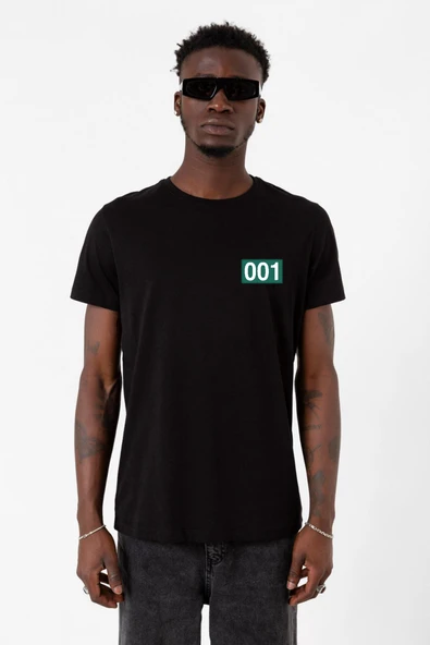 Squid Game Player 001 Siyah Erkek Tshirt