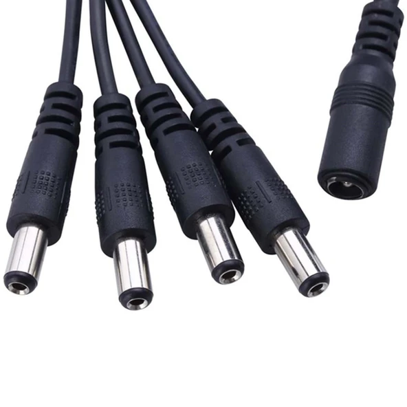 4'lü DC Power Jack Çoklayıcı Kablo ( 1 Dişi Uç / 4 Erkek Uç )
