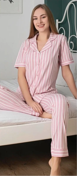 Freshness 6249 Kadın Çizgili Patlı Pijama Takımı - 2