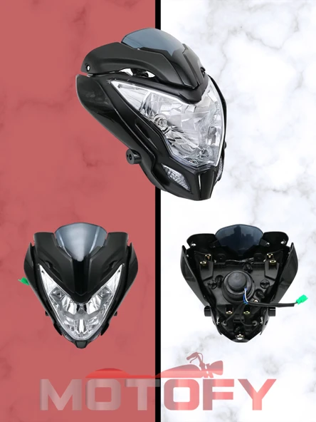 BAJAJ PULSAR NS 200 FAR SİPERLİK CAMI VE FAR GRENAJI KOMPLE TAKIM OEM - E BELGELİ AMPÜLLER DAHİL - 2