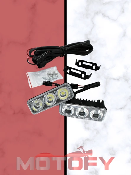 POWER LED 3LÜ GÜNDÜZ LEDİ - SİS FARI TAKIMI ULTRA PARLAK TESİSAT DAHİL SOKETLİ PREMİUM MODEL