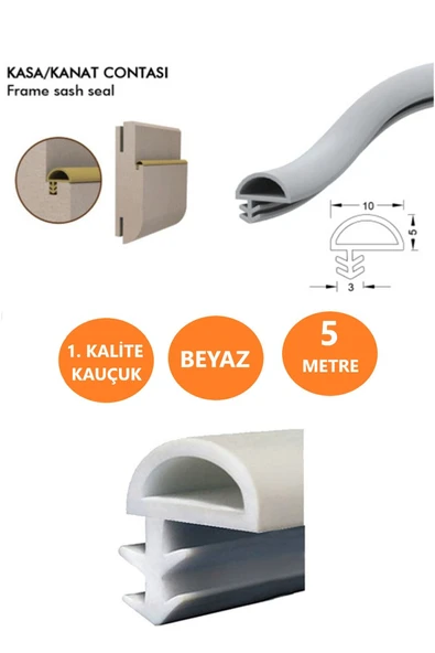 Birben Beyaz Ahşap Kapı Kasa Fitili Amerikan Kapı Kasa Fitili Bir Kapılık (5 Metre) - 1