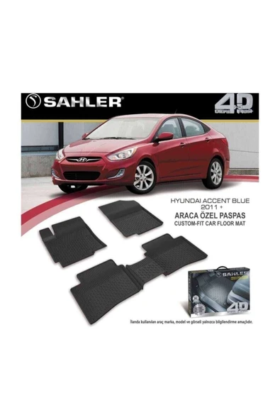 Sahler Hyundai Accent Blue 2011-2018 4.5d Havuzlu Paspas Siyah ürün görseli