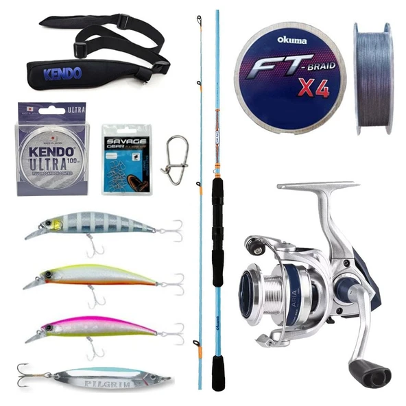 YekOutdoor Okuma Spin Seti Okuma Fuel Spin 2,74 cm 7-30 gr 2 Parça Spin Kamışı-Okuma ARIA-C4000a 1BB Olta Makinesi