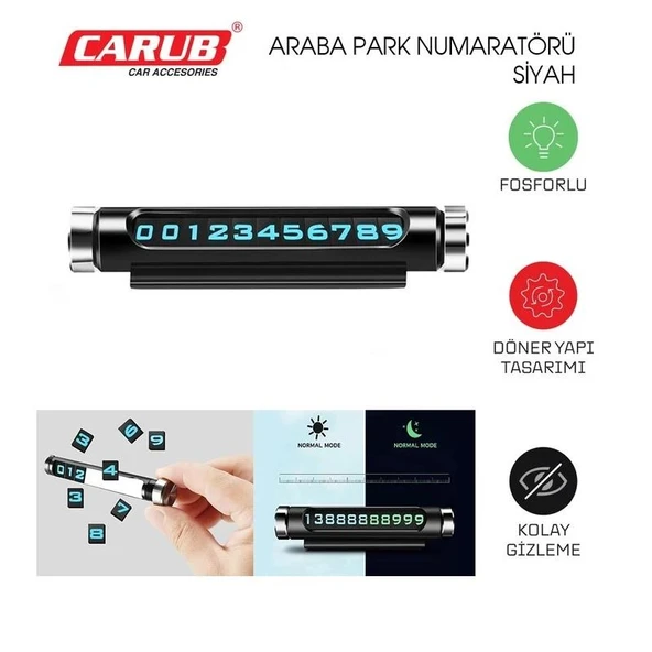 Araba Park Numaratörü Çevirmeli Lüx Siyah - 2