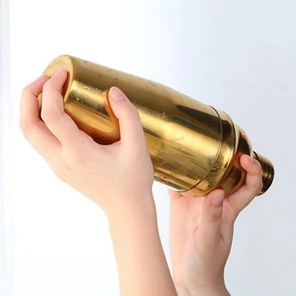Perlotus Çelik Gold Kaplama 700 ml Kokteyl Shaker Karıştırıcı - 3