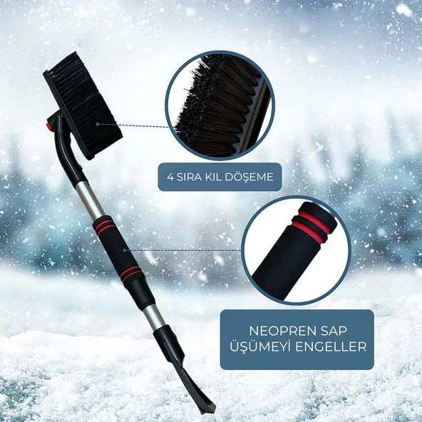 85 cm Buz Kırıcı Araç Kar Temizleme Fırçası Kırmızı - 5