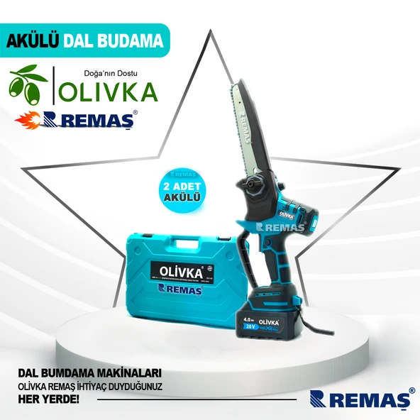 Olivka Olv- 65 Dal Budama Otomatik Yağlama Digital Akülü Testere 4.0 Ah Şarj Cihazı 2 Akülü - Resim 5