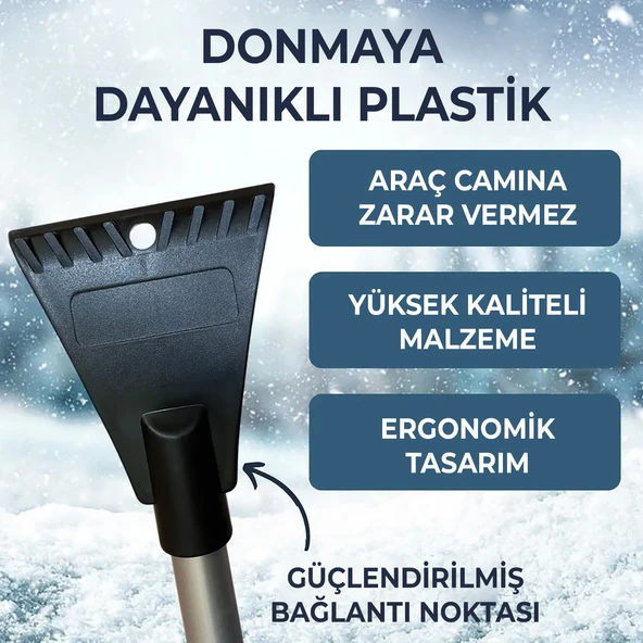 85 cm Buz Kırıcı Araç Kar Temizleme Fırçası Kırmızı - 4