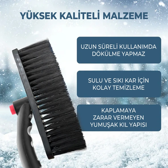 85 cm Buz Kırıcı Araç Kar Temizleme Fırçası Kırmızı - 3
