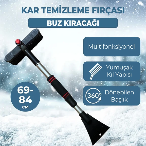85 cm Buz Kırıcı Araç Kar Temizleme Fırçası Kırmızı - 2