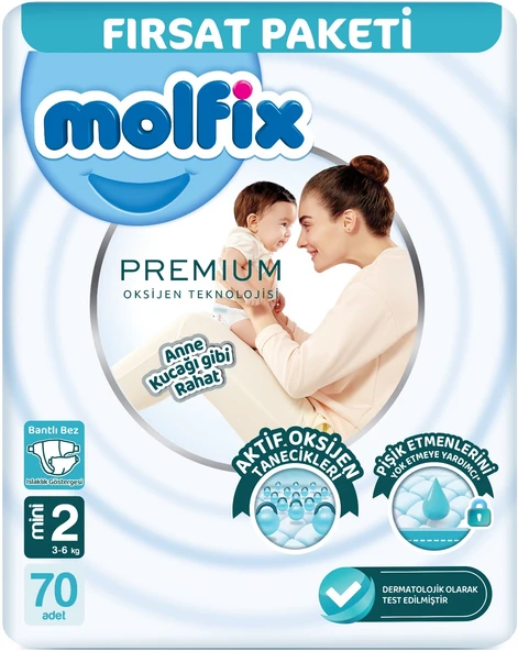 Molfix Premium Bebek Bezi Beden:2 (3-6KG) Mini 70 Adet Fırsat Pk