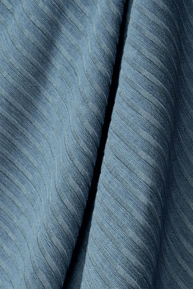 Mikrofiber Şönil Fitilli Minimalist Koltuk Örtüsü -175x300 cm Large, Çift Taraflı, Kaymaz, Terletmez Mavi - Resim 4