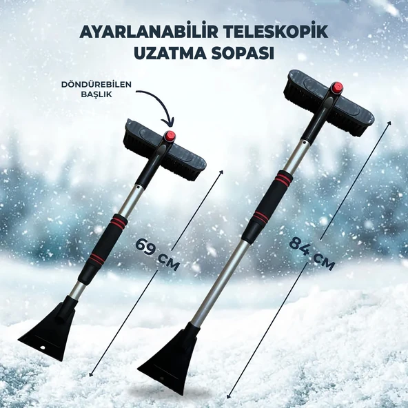 85 cm Buz Kırıcı Araç Kar Temizleme Fırçası Kırmızı - 7