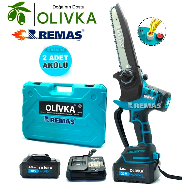 Olivka Olv- 65 Dal Budama Otomatik Yağlama Digital Akülü Testere 4.0 Ah Şarj Cihazı 2 Akülü