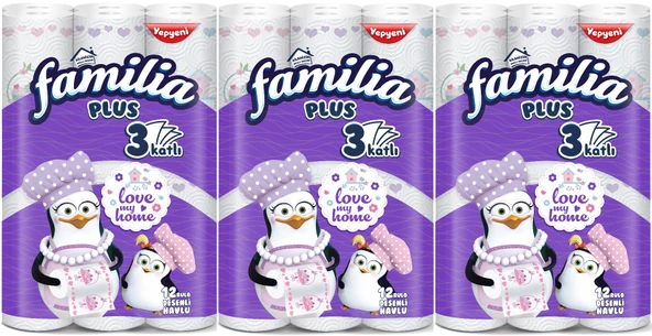 Familia Kağıt Havlu Plus Desenli 36 Lı Pk (3 Katlı) (3PK*12) Love My Home