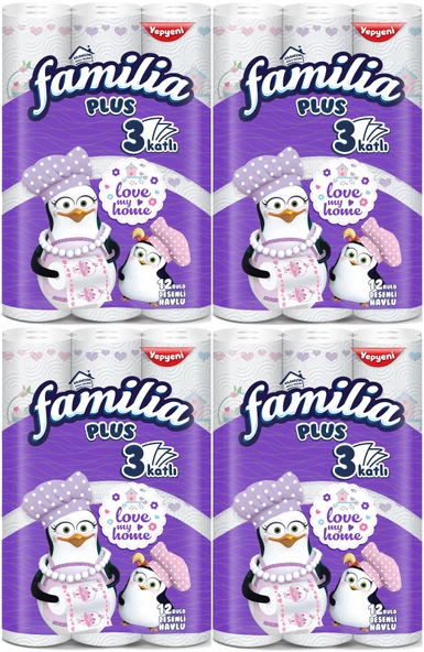 Familia Kağıt Havlu Plus Desenli 48 Li Pk (3 Katlı) (4PK*12) Love My Home