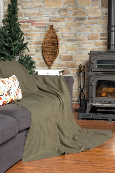 Mikrofiber Şönil Fitilli Minimalist Koltuk Örtüsü -175x300 cm Large, Çift Taraflı, Kaymaz, Terletmez Kapuçino - 2