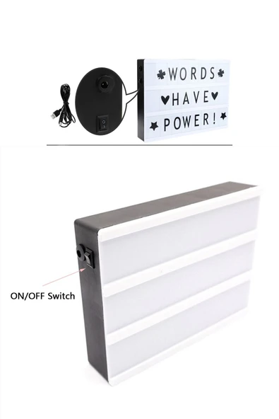 Kişiye Özel Yazılabilen LED Pano – A4 Lightbox Mesaj Panosu, 90 Harf + Renkli Emoji Setli - 5