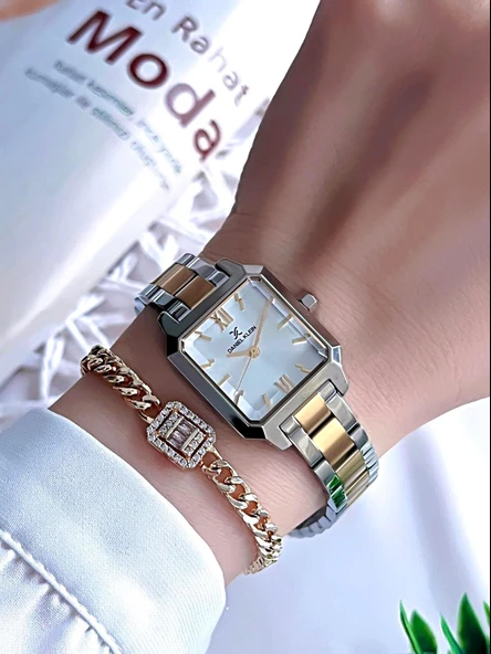 Daniel Klein Çelik Kordon 3 Atm Suya Dayanıklı Özel Tasarım Kadın Kol Saat+Bileklik VS.BLKT.0122 - Resim 2