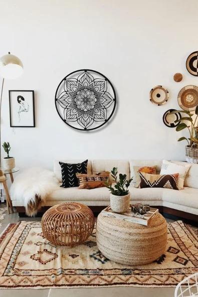 YUVARLAK ÇERÇEVELİ MANDALA METAL DUVAR DEKORU - 2