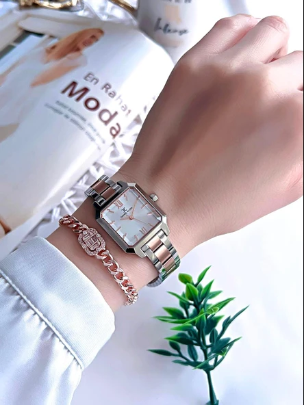 Daniel Klein Çelik Kordon 3 Atm Suya Dayanıklı Özel Tasarım Kadın Kol Saat+Bileklik VS.BLKT.0123 - Resim 2