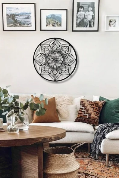 YUVARLAK ÇERÇEVELİ MANDALA METAL DUVAR DEKORU