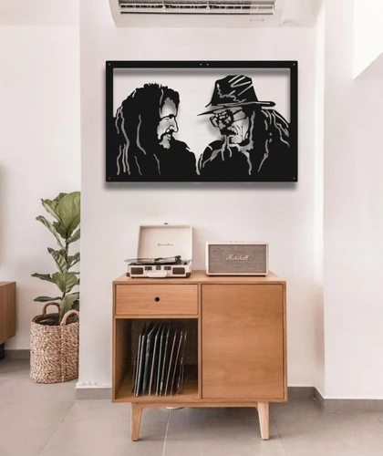 BARIŞ MANÇO CEM KARACA PORTRELİ ÇERÇEVELİ METAL DUVAR DEKORU - 3