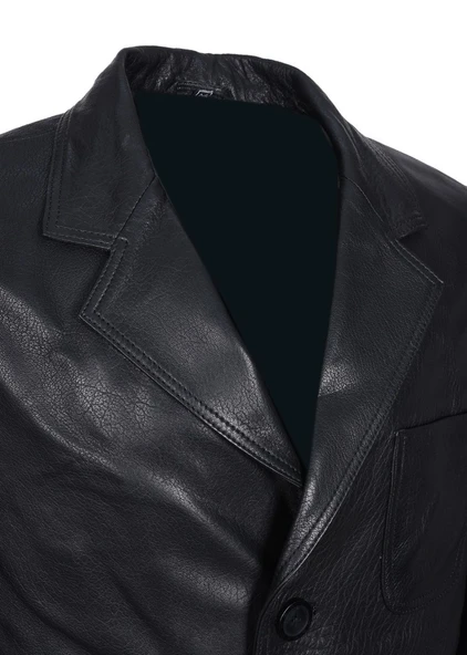 Siyah Renk Yuvarlak Torba Cepli Klasik Spor Bleyzır Deri Çeket - 7