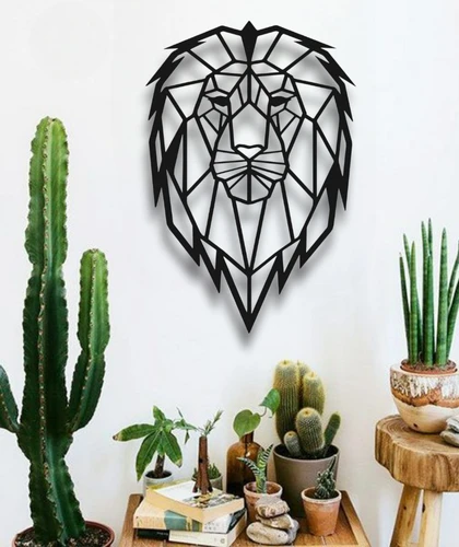 GEOMETRİK ASLAN KAFASI METAL DUVAR DEKORU - 3