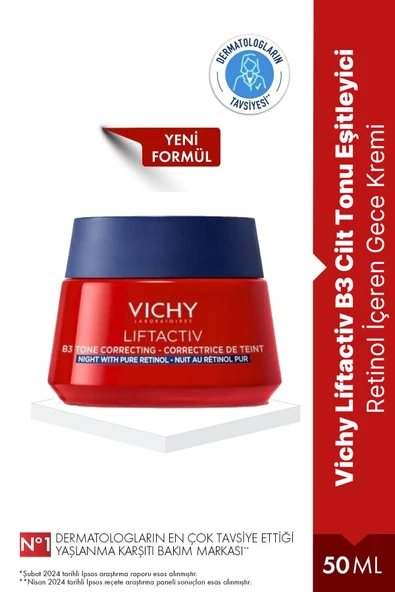 Vichy Liftactiv B3 Cilt Tonu Eşitleyici Retinol İçeren Gece Kremi 50 ml