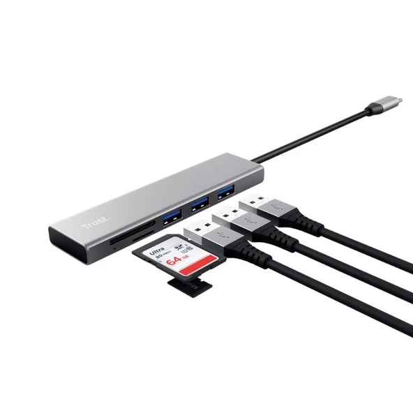 Trust Halyx Fast 3.2 Usb-C Hub & Kart Okuyucu - Resim 2