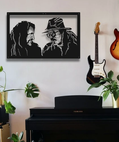 BARIŞ MANÇO CEM KARACA PORTRELİ ÇERÇEVELİ METAL DUVAR DEKORU - 2