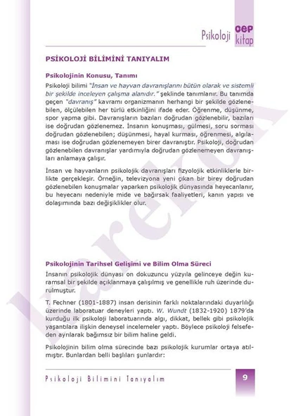 KAREKÖK YAYINLARI  Temel Psikoloji Bilgileri  Dizinli CEP KİTAP - 2