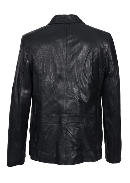 Safari Model Siyah Renk Erkek Deri Ceket - 10