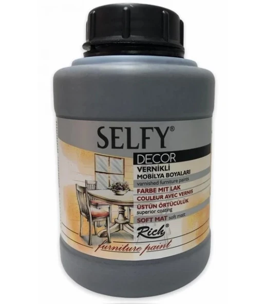 Rich Selfy Decor Vernikli Mobilya Boyası 1250 cc Royal Gri ürün görseli 1