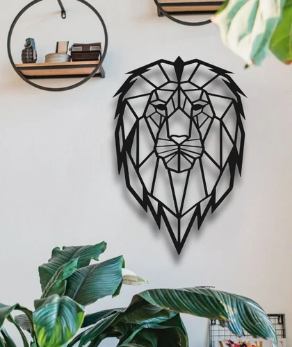 GEOMETRİK ASLAN KAFASI METAL DUVAR DEKORU - 2