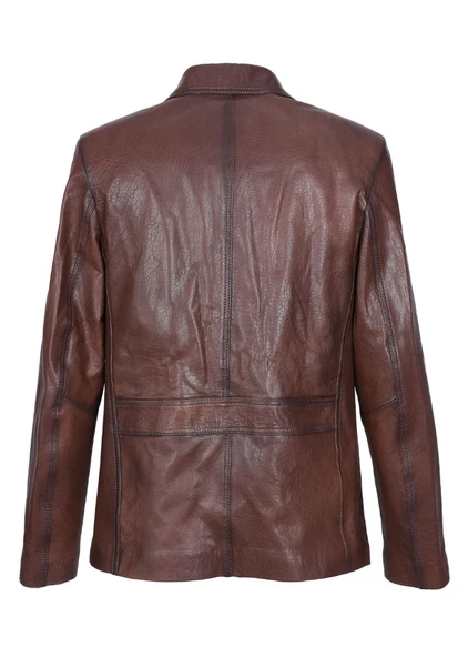Safari Model Fındık Renk Erkek Deri Ceket - 10
