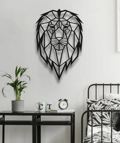GEOMETRİK ASLAN KAFASI METAL DUVAR DEKORU - 4