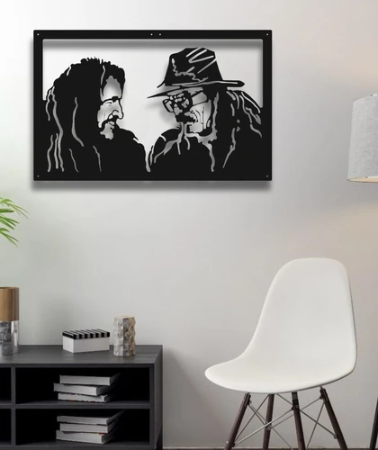 BARIŞ MANÇO CEM KARACA PORTRELİ ÇERÇEVELİ METAL DUVAR DEKORU - 5