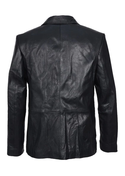 Siyah Renk Yuvarlak Torba Cepli Klasik Spor Bleyzır Deri Çeket - 10