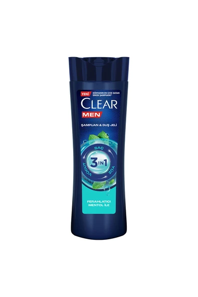 Clear Men 3 in 1 Şampuan & Duş Jeli Ferahlatıcı Mentol 350 ml