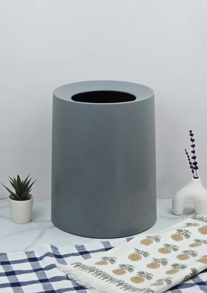 Poşet Göstermeyen Çöp Kovası - 2 Parça Plastik Çöp Kovası - Banyo, Mutfak - 8 Litre - 5