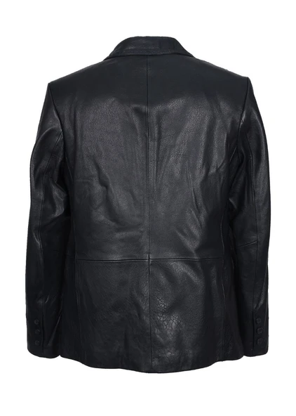 Siyah Renk Punto Dikişli Klasik Spor Bleyzır Deri Çeket - 10