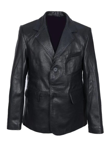 Siyah Renk Punto Dikişli Klasik Spor Bleyzır Deri Çeket - 5