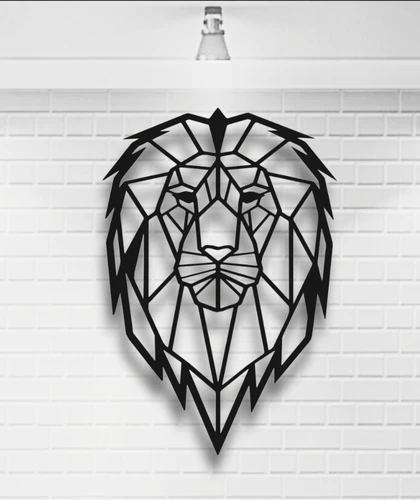 GEOMETRİK ASLAN KAFASI METAL DUVAR DEKORU