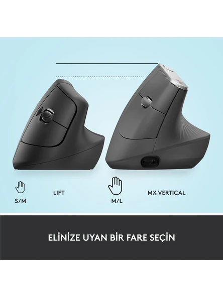 Logitech Lift Kablosuz Ergonomik Dikey Mouse 910-006473 - 7